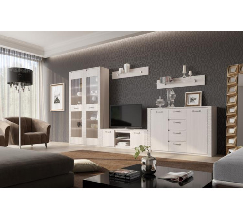 Гостиная Элана от МебельГрад, комплектация 2, цвет Бодега белая Гостиная Элана от МебельГрад, комплектация 2, цвет Бодега белая